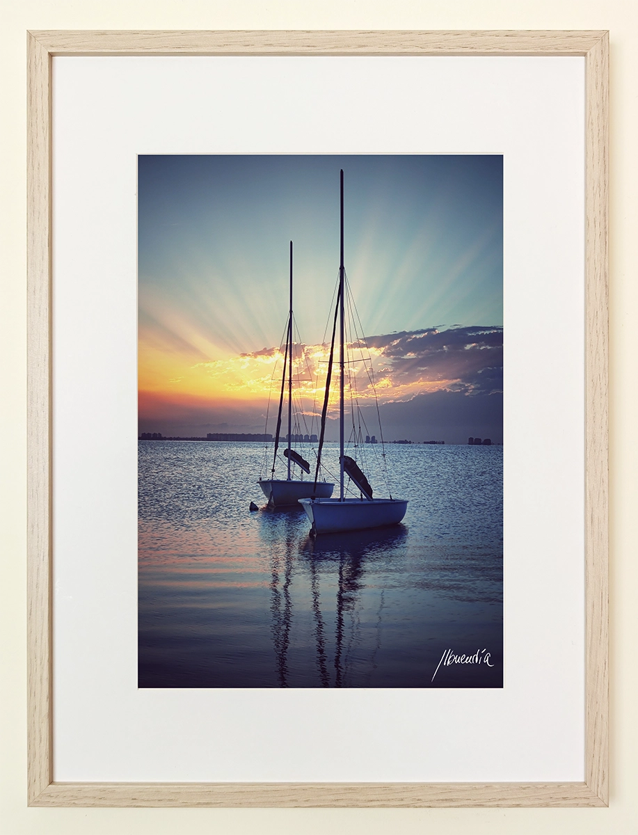Amanecer en el Mar Menor Cuadros para decorar, fotografía original de José Luis Buendía, impresa en papel fotográfico Canson Infinity Arches con tintas pigmentadas.